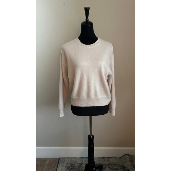 ATHLETA Women's Cut Ecru Merino Wool Cashmere Blend Crew Neck Sweater Size M - Picture 1 of 8